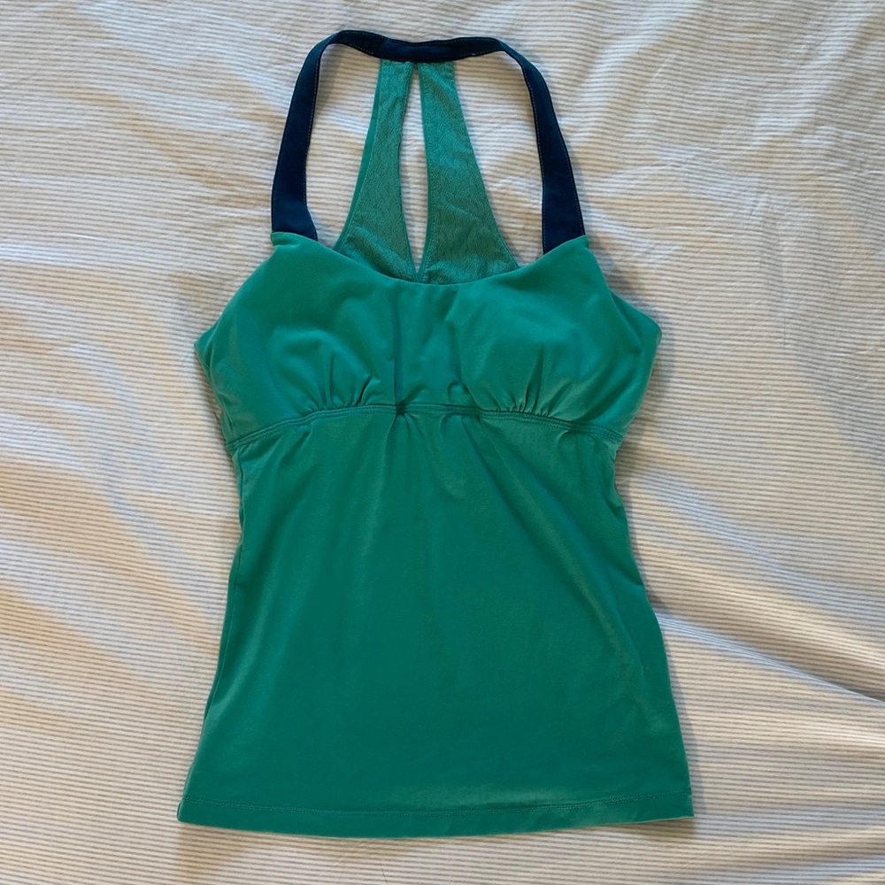 Green Cozy Orange tank with built-in bra